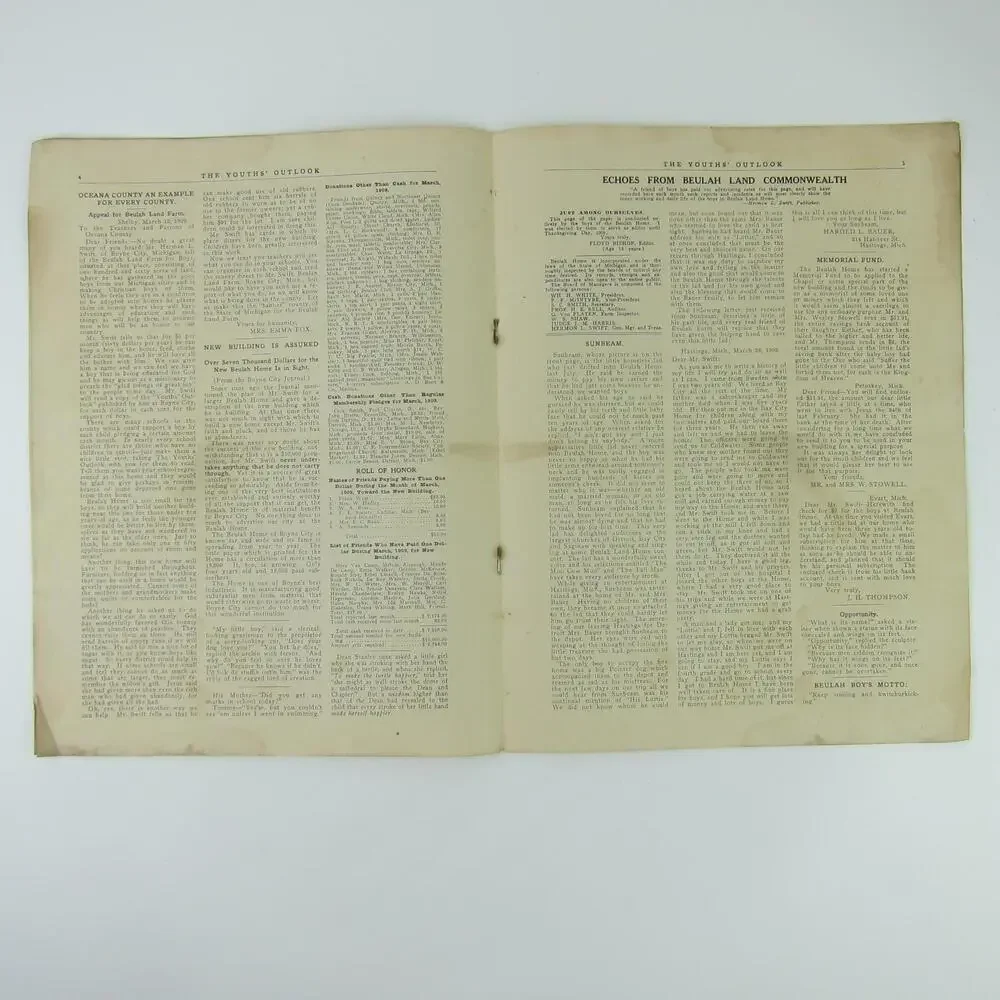 Beulah Home for Boys Boyne City MI The Youth's Outlook Herman Swift 1909 Antique